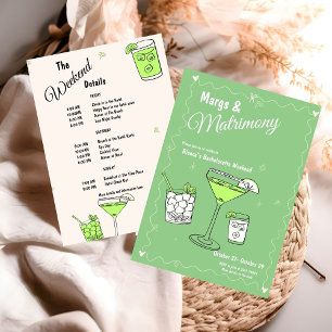 Marg & Matrimony Bachelorette Helg Itinerary Inbjudningar