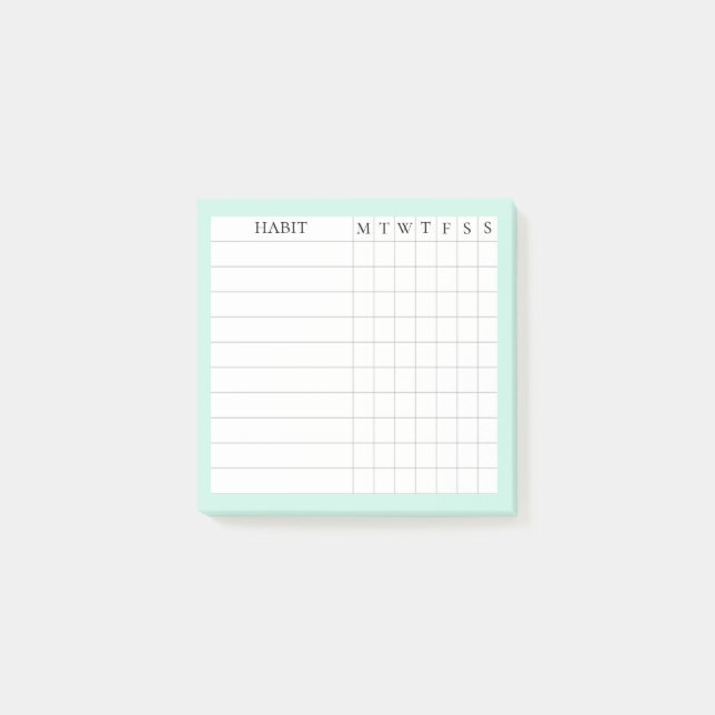 Margaret Collection Habit Tracker i Mint Post-it Block (Framsida)