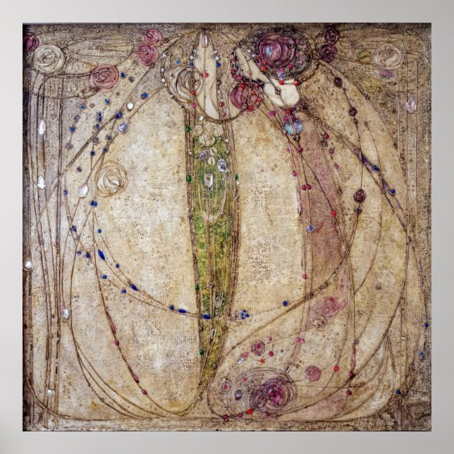 Margaret MacDonald Den röda rosen och den vita ros Poster (Framsidan)