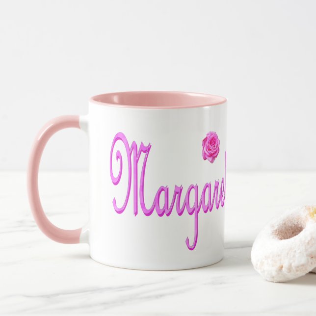 Margaret Namn Rosa Logotyp Mugg (Med munk)