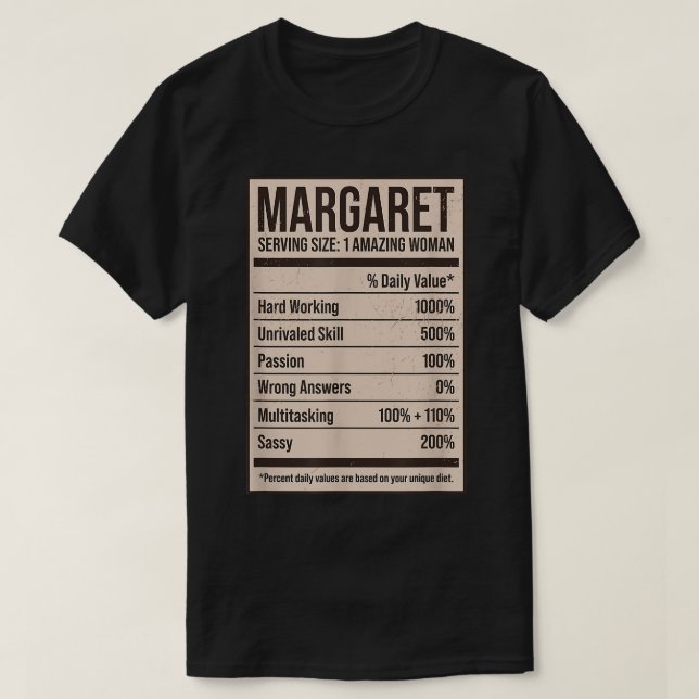Margaret Nutrition Facts Namn Nickname Alias Title T Shirt (Design framsida)