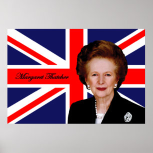 Margaret Thatcher - British Flagga Poster