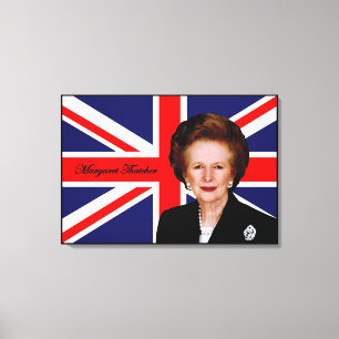 Margaret Thatcher - brittisk flagga Canvastryck