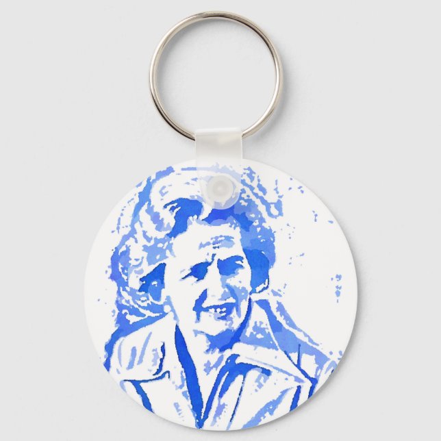 Margaret Thatcher Pop Art Porträtt Nyckelring (Framsida)