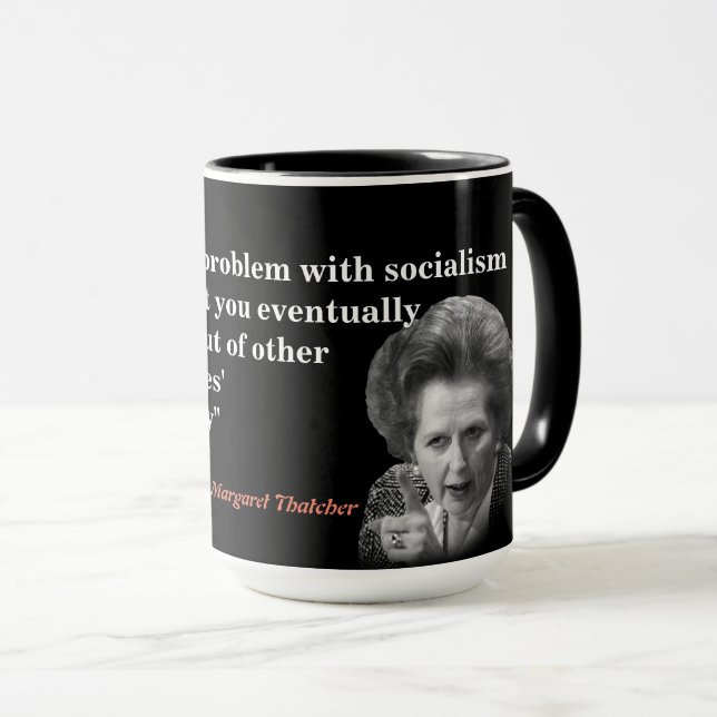 Margaret Thatcher Quote om socialism Mugg (Framsida höger)