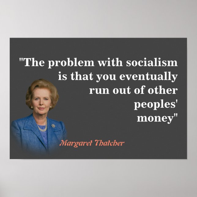 Margaret Thatcher Quote om socialism Poster (Framsidan)