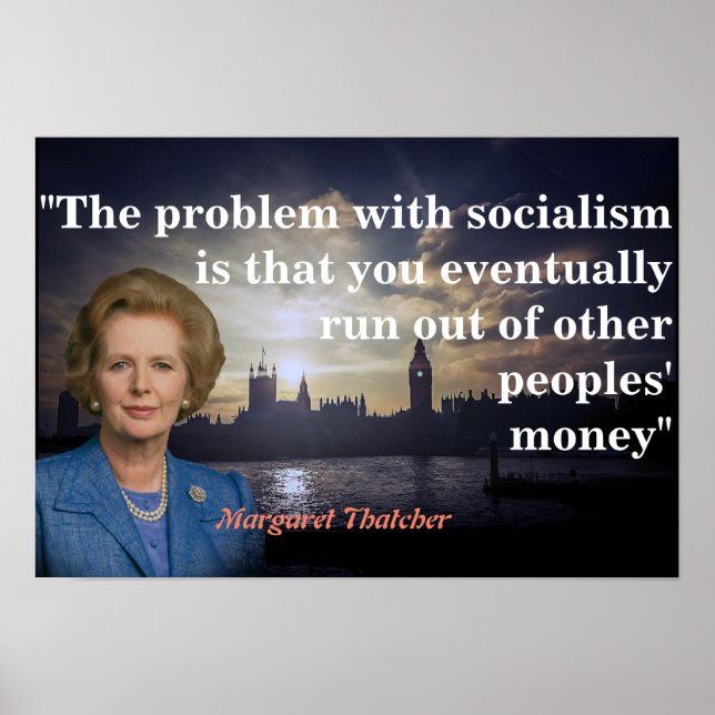 Margaret Thatcher Quote om socialismen Poster (Framsidan)