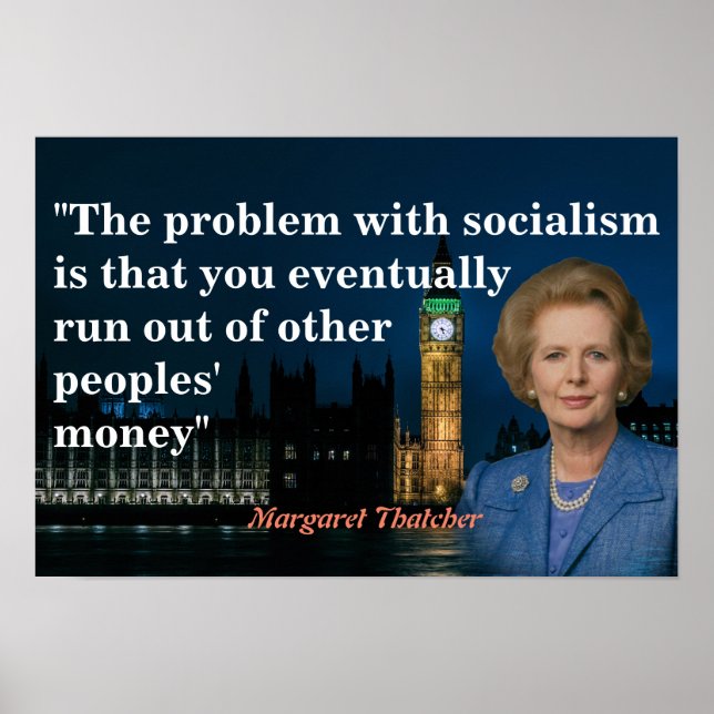 Margaret Thatcher Quote om socialismen Poster (Framsidan)