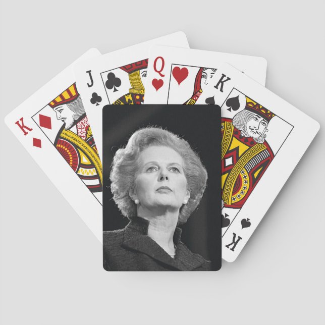 Margaret Thatcher-spelkort (svartvitt) Kortlek (Baksidan)