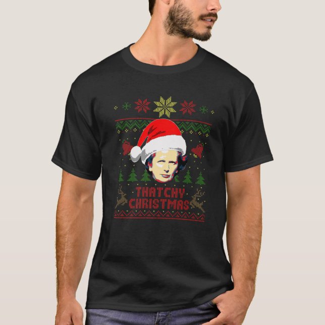 Margaret Thatcher Thatchy jul Funny Christma T Shirt (Framsida)