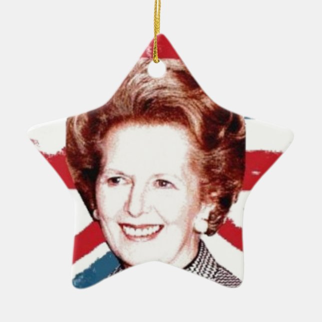 MARGARET THATCHER UNION JACK JULGRANSPRYDNAD KERAMIK (Framsidan)