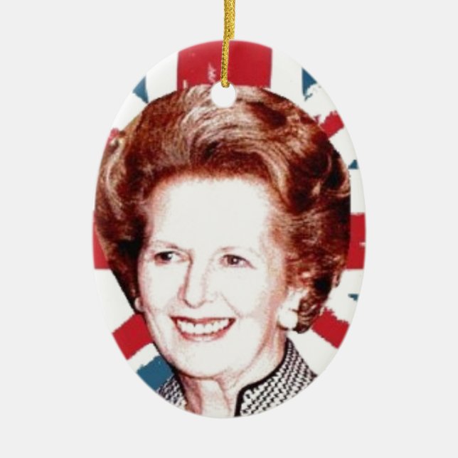 MARGARET THATCHER UNION JACK JULGRANSPRYDNAD KERAMIK (Framsidan)