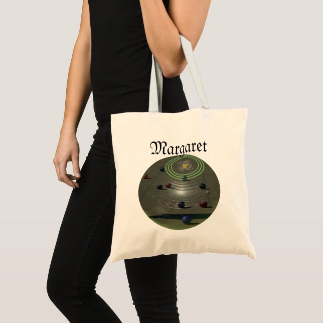 Margaret's Name Logo, Lawn Bowls Tote Bag, Tygkasse (Framsida (produkt))
