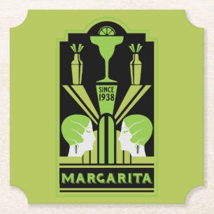 Margarita Art Deco Cocktail Underlägg Papper