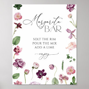 Margarita Bar Blommig Bröllopsfestaffisch Poster