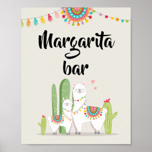 Margarita Bar Fiesta Llama Baby Shower Bordskylt Poster