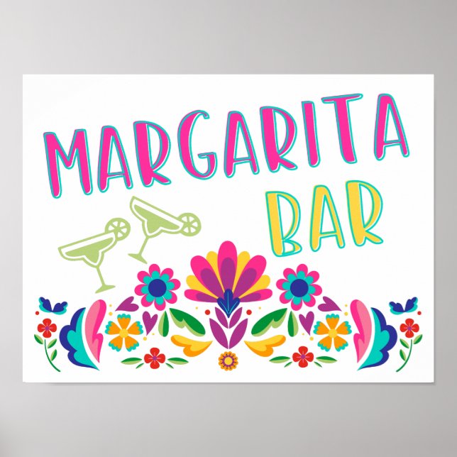 Margarita Bar Fiesta Party Färgglad Mexikansk Poster (Framsidan)
