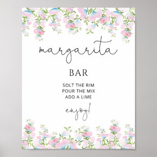 Margarita Bar Rosenskära Blommig Bröllopsfest Poster