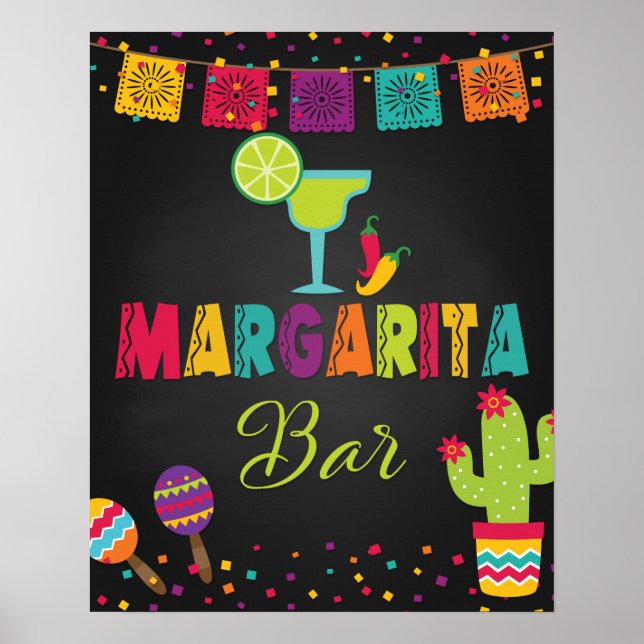 Margarita Bar skylt - Svart Bakgrund (Framsidan)