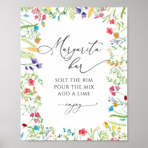 Margarita Bar Wildflower Bröllopsdusch Affisch