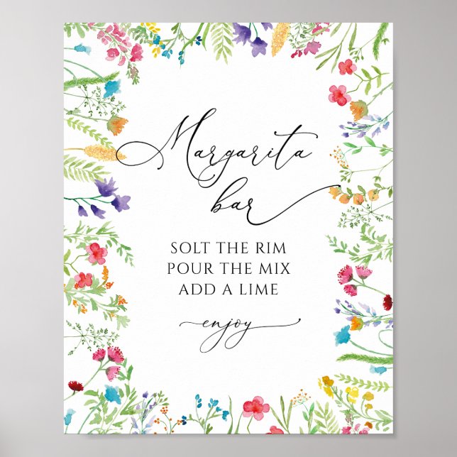 Margarita Bar Wildflower Bröllopsdusch Affisch (Framsidan)