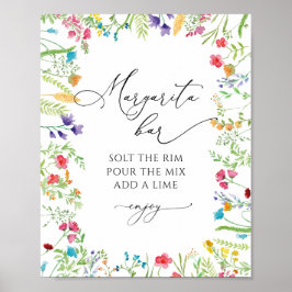 Margarita Bar Wildflower Bröllopsfest Poster