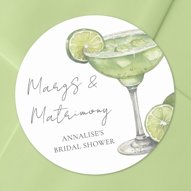 Margarita Bröllopsdusch Runt Klistermärke (Margarita Bridal Shower Classic Round Sticker)