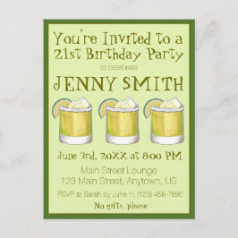 Margarita Cocktail 21:a födelsedagen Bachelorette Inbjudan Vykort