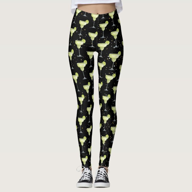 Margarita Cocktail Mönster Leggings (Framsida)