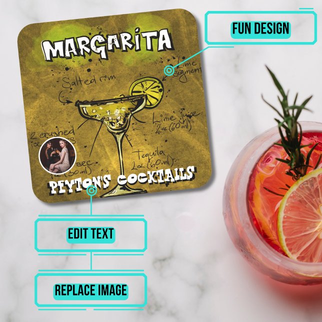 Margarita Cocktail Party Underlägg Papper Kvadrat (Please enjoy our design and see the others in the collection.)
