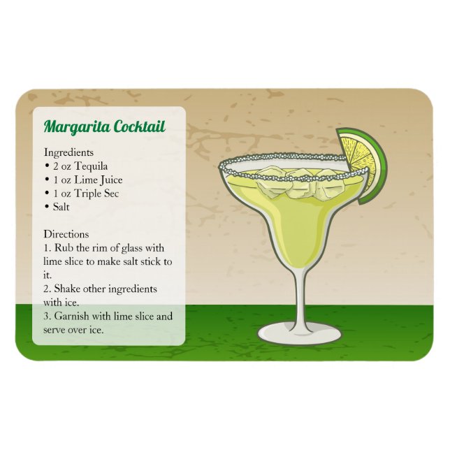 Margarita Cocktail Recipe Magnet (Horisontell)