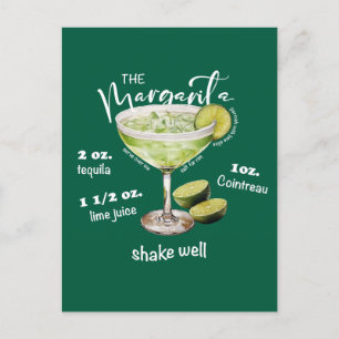 Margarita Cocktail Recipe Pub Art Vykort