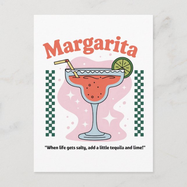Margarita Cocktail Rolig Livet Blir Salt Vykort (Framsida)