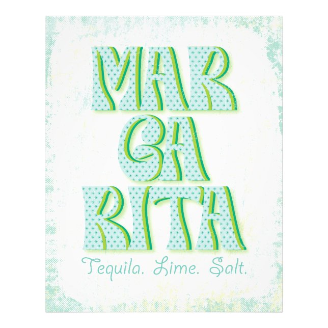 Margarita Cocktail Typography Tequila Lime Salt Fototryck (Framsidan)
