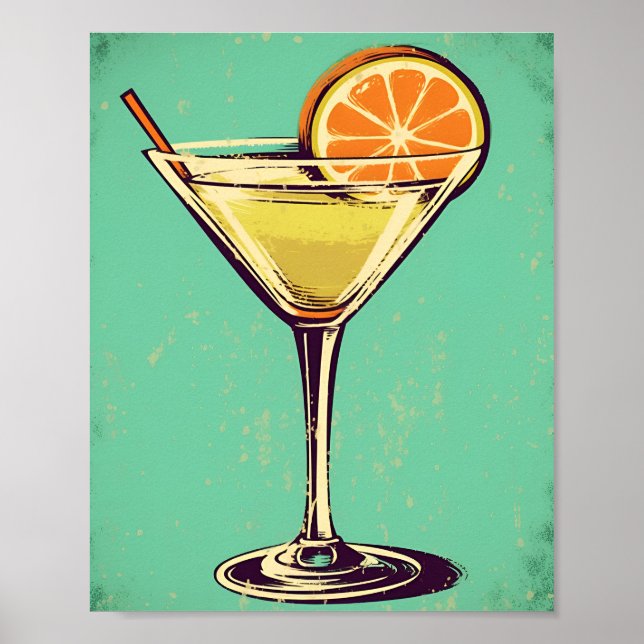 Margarita coctail, retro, mjuk postel färg. poster (Framsidan)