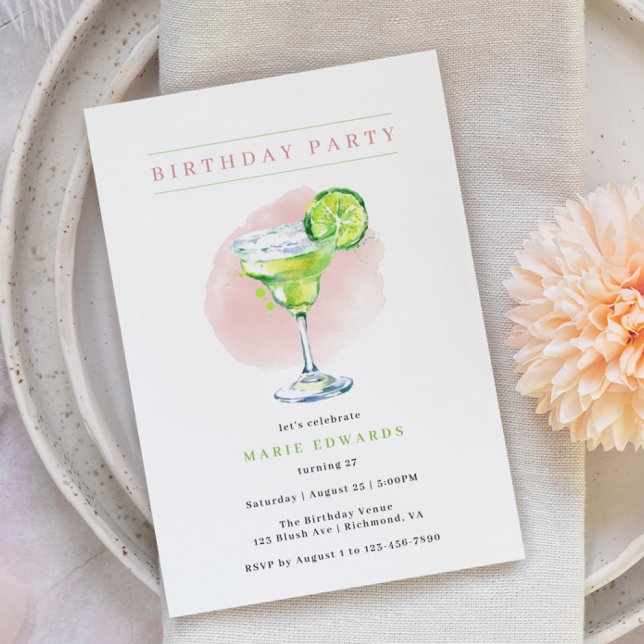 Margarita | Dagsdag för ungdom  Rosa Modern Vuxen Inbjudningar (Skapare uppladdad)