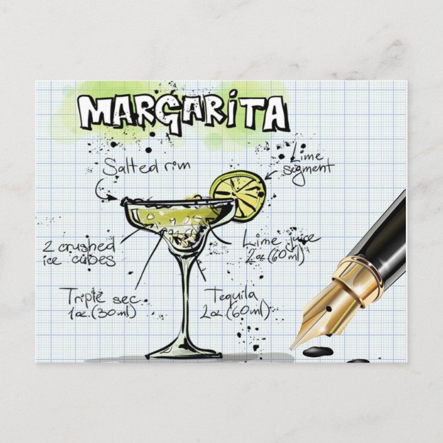 Margarita Drink- Cocktail Gift Vykort (Framsida)