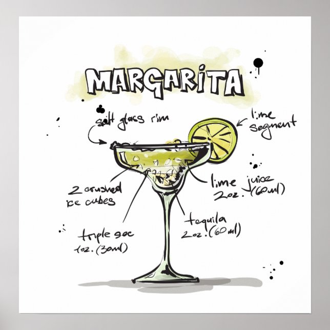 Margarita Drink Recipe Design Poster (Framsidan)