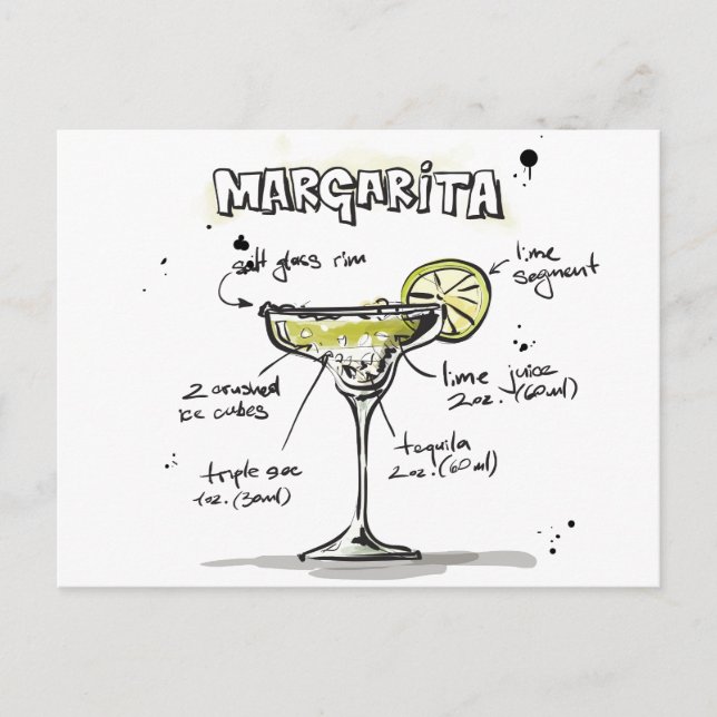 Margarita Drink Recipe Design Vykort (Framsida)