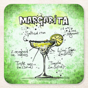 Margarita Drink Recipe Underlägg Papper Kvadrat