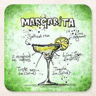 Margarita Drink Recipe Underlägg Papper Kvadrat