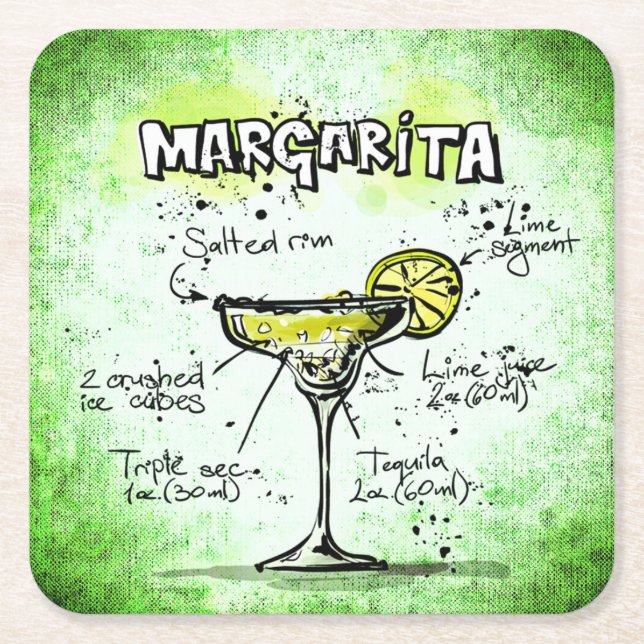 Margarita Drink Recipe Underlägg Papper Kvadrat (Framsidan)