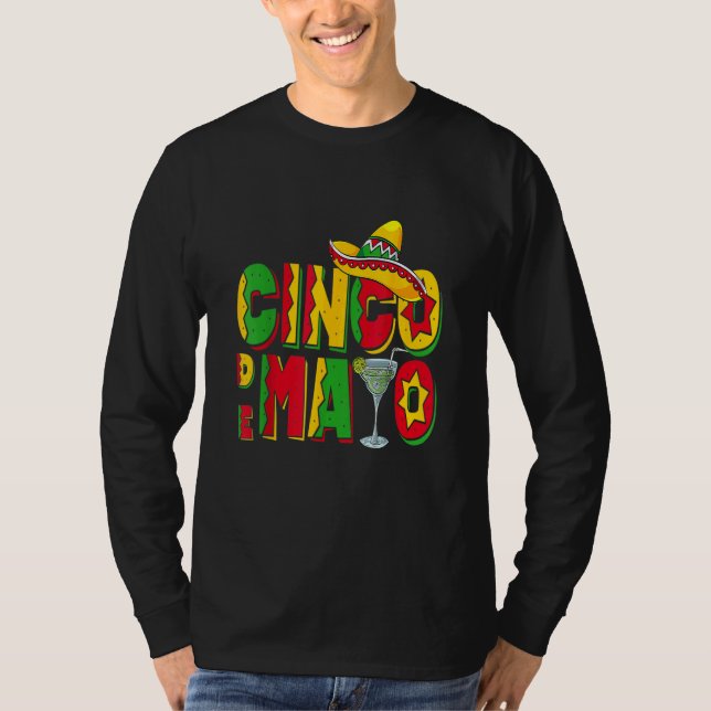 Margarita Drinking Mexican Party Sombrero Cinco De T Shirt (Framsida)