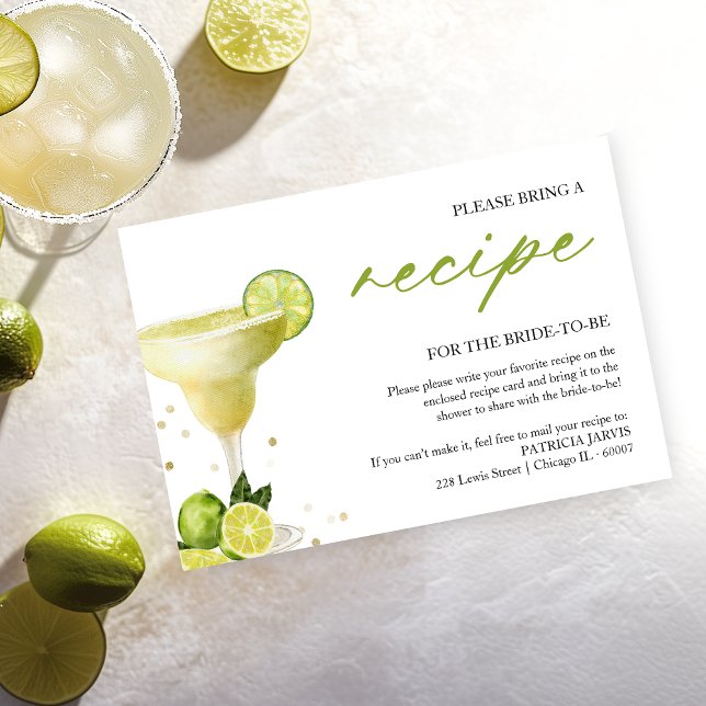 Margarita-fest Bröllopsdusch Receptförfrågan Inbjudningar (Skapare uppladdad)