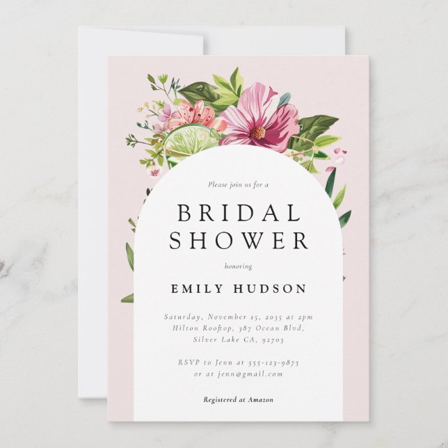 Margarita Fiesta Blommigt Möhippa Inbjudningar (Framsida)