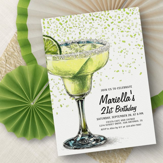Margarita Fiesta Födelsedagsinbjudan Inbjudningar (Skapare uppladdad)