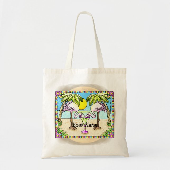 Margarita Flamingo Tote Bag Tygkasse (Framsidan)