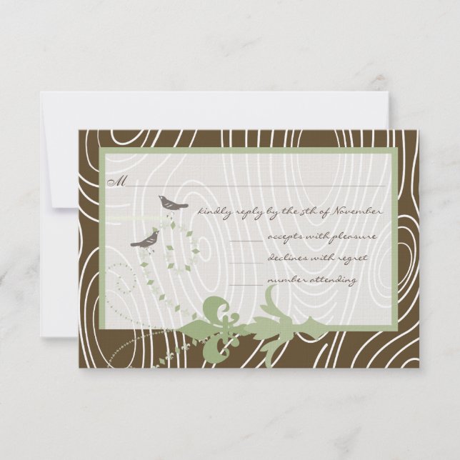Margarita Grönt Brown Wood Grain Bird Response OSA Kort (Framsida)