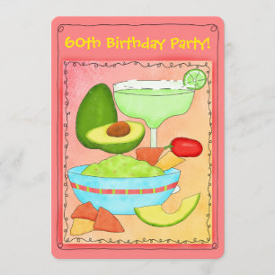 Margarita Guacamole 60 Födelsedagsfest inbjudan