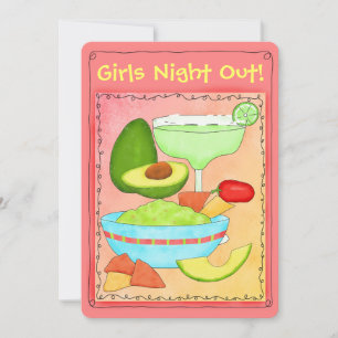 Margarita Guacamole Girls Natt ut Party Inbjudningar